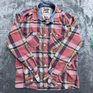 JNCO Shirt Mens Medium Plaid Flannel Denim Grunge Skater Y2K Retro Casual Soft